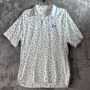 Under Armour Mens Iso-Chill Golf Polo Shirt L Large Floral Blue Green White